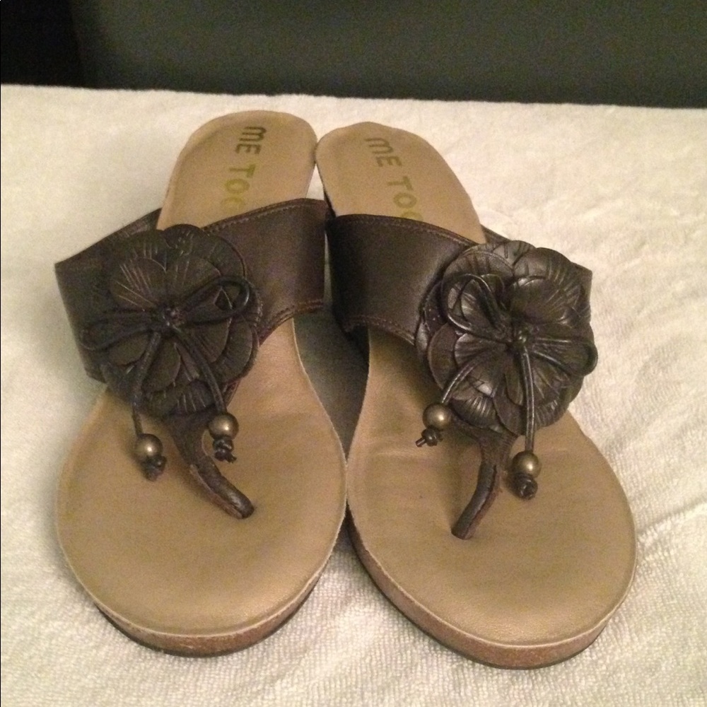 Preloved Me Too brown leather wedge sandals